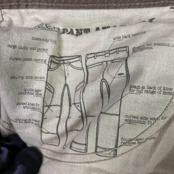 Keen Pants Men's 32 x 34 Brown Double Knee Cargo Work Hiking Canvas Duck Flint - Picture 9 of 15